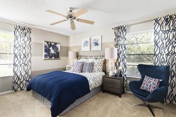 Comfortable bedroom with large window